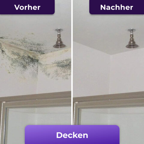 Prima e dopo NuroClean su un soffitto